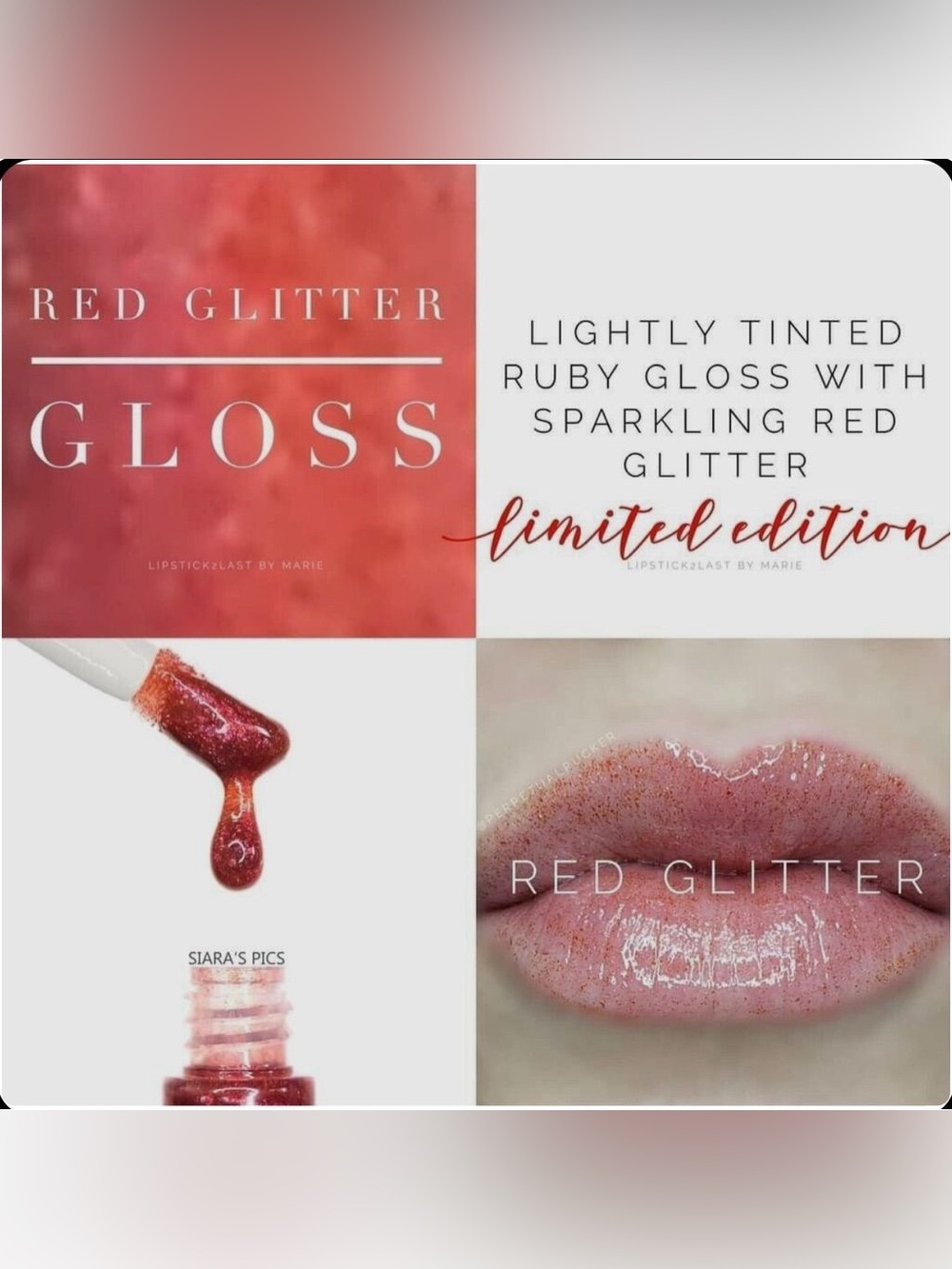 LipSense Red Glitter Gloss - Limited Edition